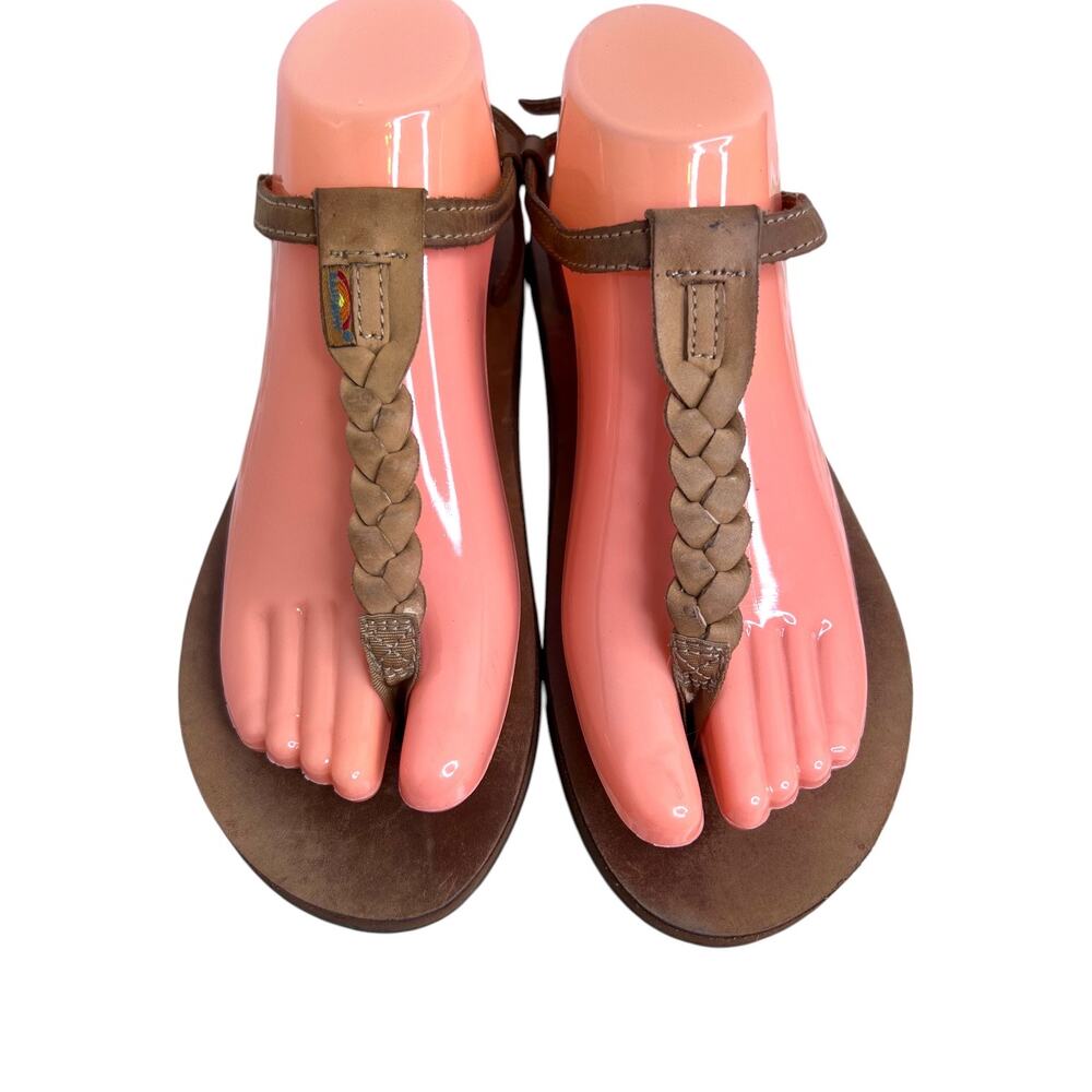 RAINBOW T-Street Braided Leather Thong Sandal Ankle Strap in Tan W's Sz. L = 8.5